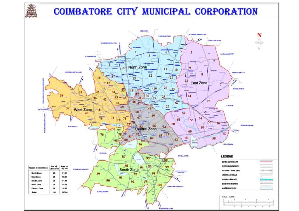 coimbatore corporation ward map