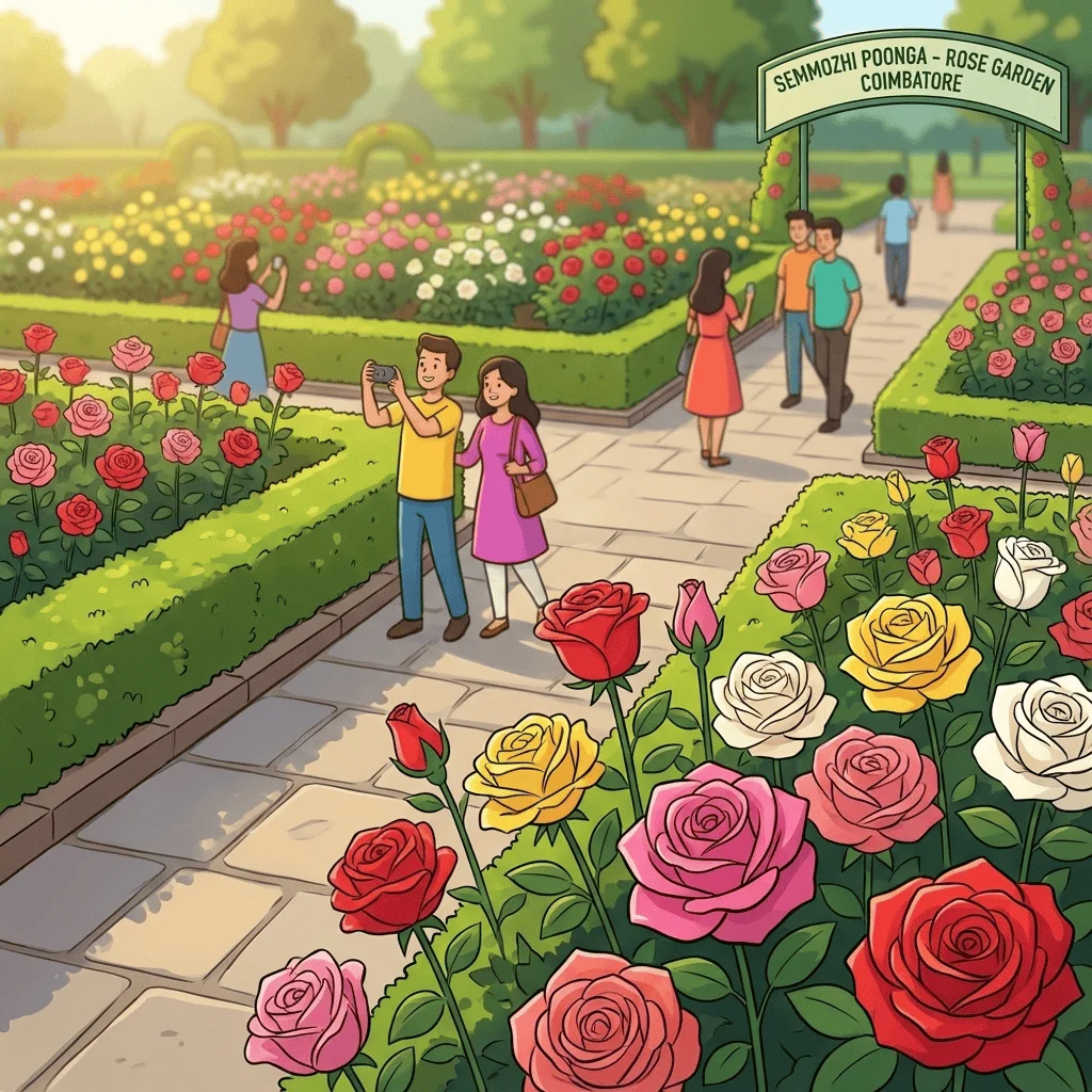 Rose Garden at Semmozhi Poonga Coimbatore with over 2,000 rose varieties