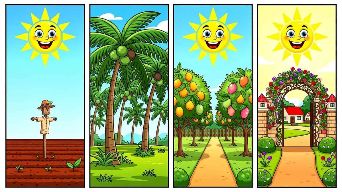 Cartoon showing different types of Coimbatore farm land for sale