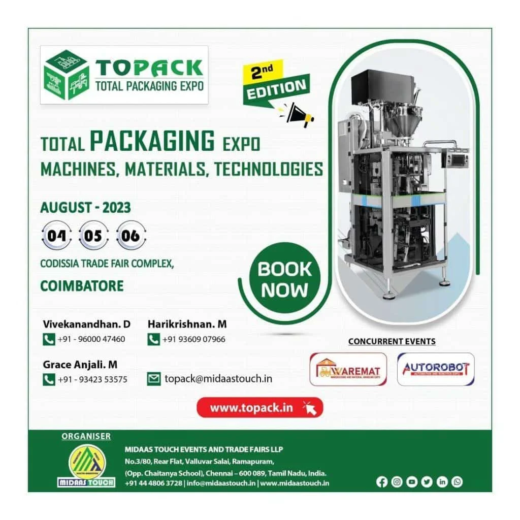 TOPACK Expo - Total Packaging Exhibition CODISSIA Coimbatore